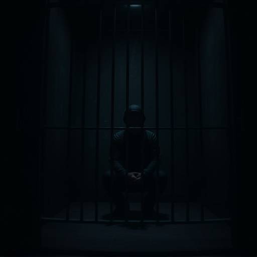 Un prisionero sentado solo en una celda oscura, simbolizando el aislamiento y la soledad.